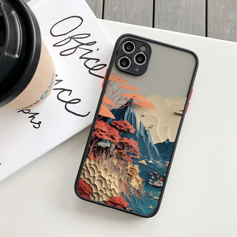 Premium Shockproof Landscape Phone Case with Artistic Mountain Design - Sleek Matte Finish for Ultimate Style and Protection - Just20InCase