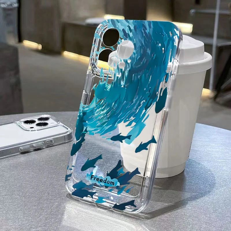 Premium Ocean-Themed Clear Phone Case - Stylish Protection with Shark, Dolphin, and Fish Designs, Anti-Fingerprint and Scratch-Resistant, Lightweight and Dustproof, Perfect for Summer Vibes! - Just20InCase