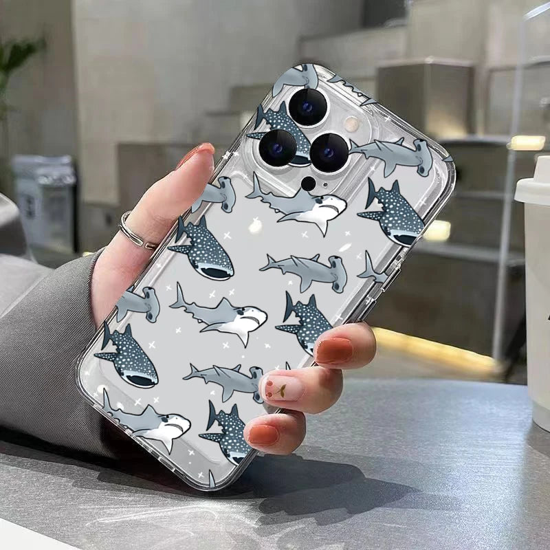 Premium Ocean-Themed Clear Phone Case - Stylish Protection with Shark, Dolphin, and Fish Designs, Anti-Fingerprint and Scratch-Resistant, Lightweight and Dustproof, Perfect for Summer Vibes! - Just20InCase