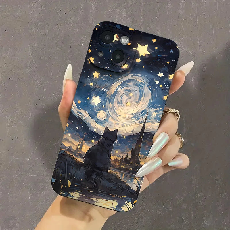 Celestial Cat Design Premium Shockproof Silicone Phone Case - Ultimate Protection with Stylish Aesthetic - Just20InCase