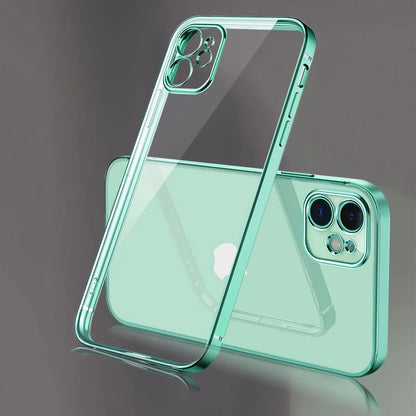 Elegant Luxury Square Frame Silicone Case with Transparent Back - Premium Protection for Your iPhone - Just20InCase