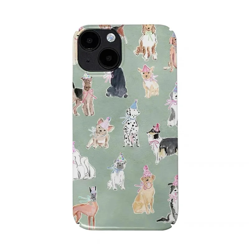 Puppy Love: Mint Green Whimsical iPhone Case Delight