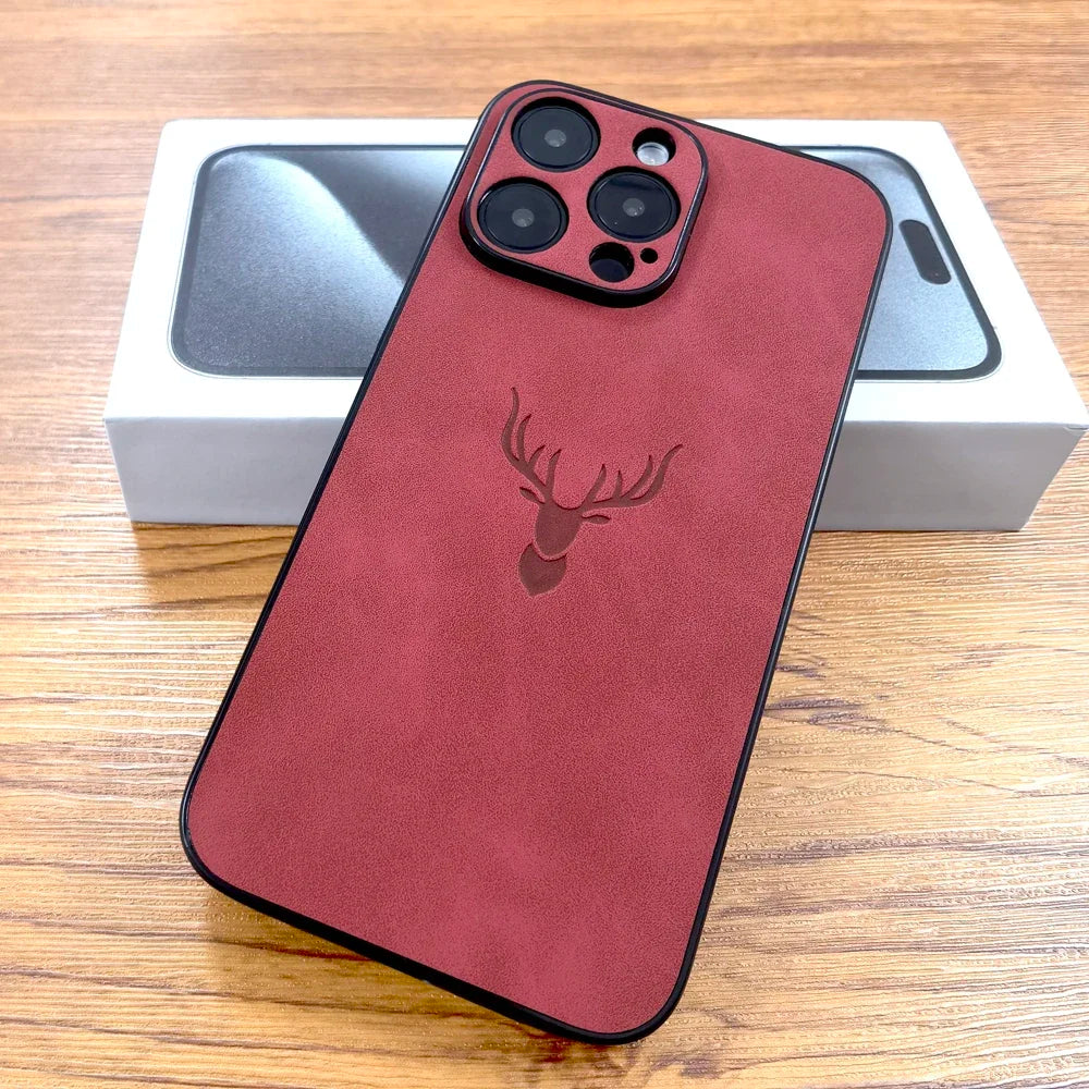 Elegant PU Leather Full Coverage Case with Deer Design - Premium Protection and Style for Your iPhone - Just20InCase