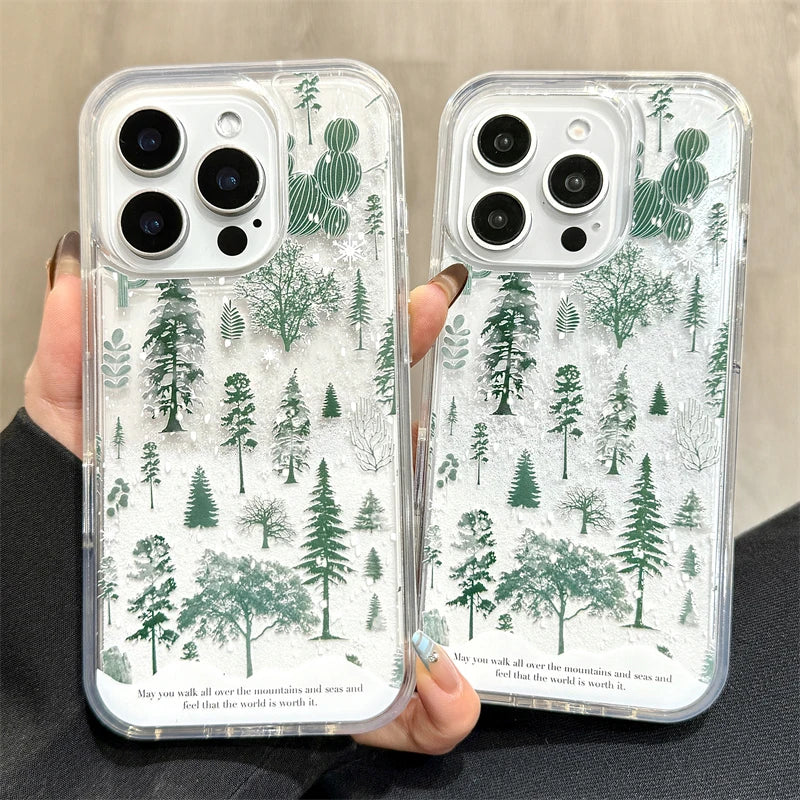 Elegant Quicksand Pine Tree Patterned Phone Case - Premium Shockproof Protection with Stylish Design and Exceptional Quality - Just20InCase