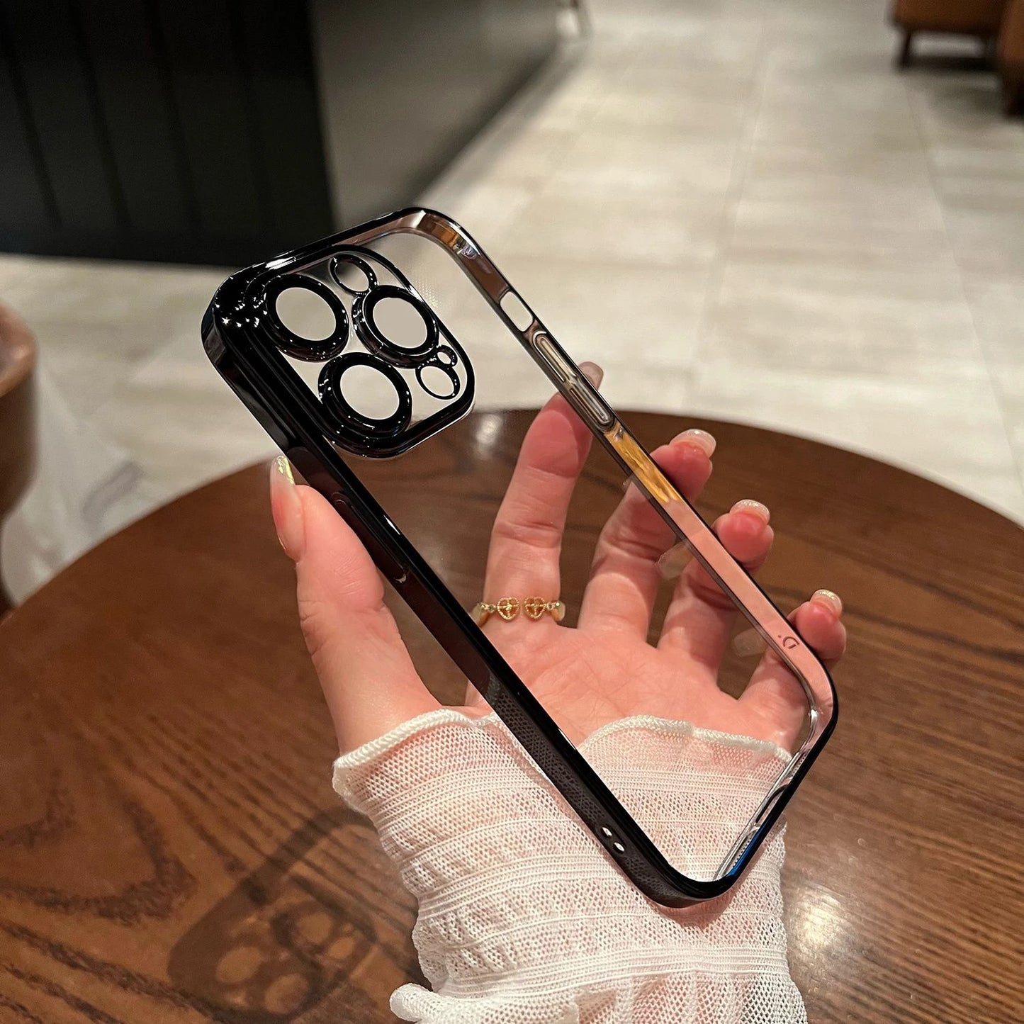 Elegant Shield: Exquisite Clear Luxury Phone Case with Shockproof Protection and Camera Lens Guard - A Premium Accessory for the Discerning User - Just20InCase