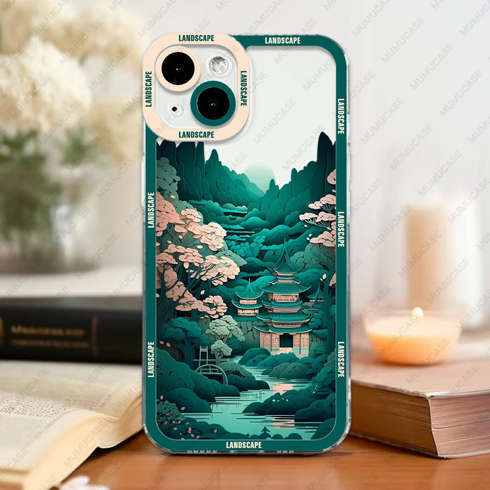 Luxury Soft TPU iPhone Case with Enchanting Japanese Landscape Design - Ultimate Protection & Stylish Elegance - Just20InCase