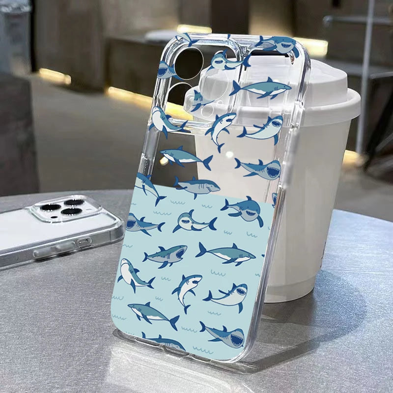 Premium Ocean-Themed Clear Phone Case - Stylish Protection with Shark, Dolphin, and Fish Designs, Anti-Fingerprint and Scratch-Resistant, Lightweight and Dustproof, Perfect for Summer Vibes! - Just20InCase