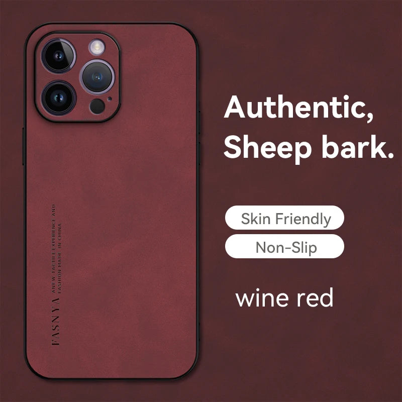 Elegantly Textured Sheepskin-Inspired PU Leather Phone Case - Luxury Matte Finish with Superior Protection and Stylish Anti-Fingerprint Design - Just20InCase