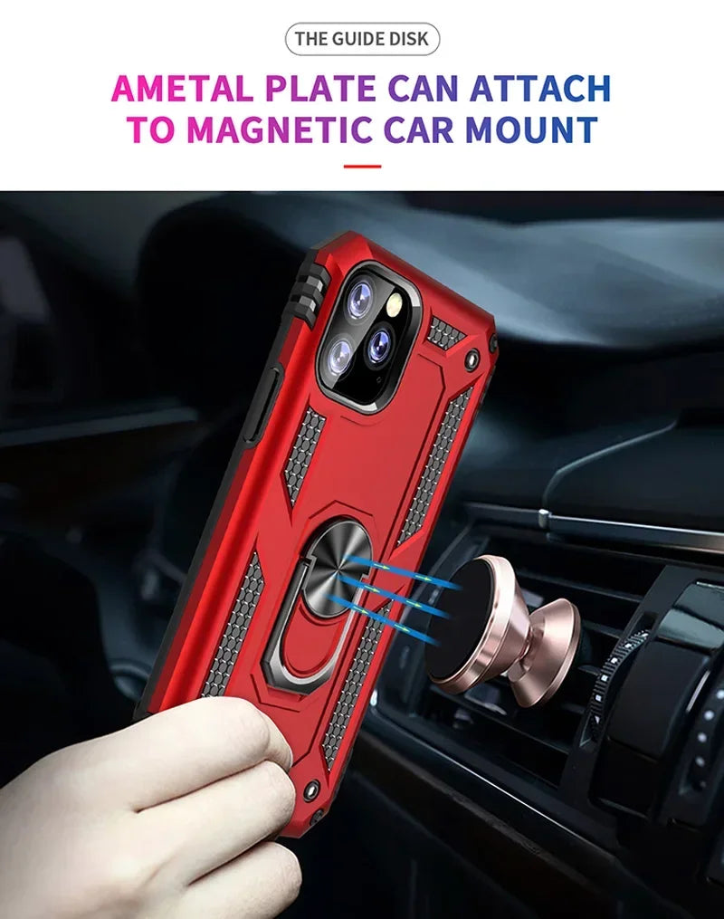 Premium Elite Shockproof Armor Bumper Case with Magnetic Ring Holder - Stylish, Durable, and Ultimate Protection for Your iPhone - Just20InCase