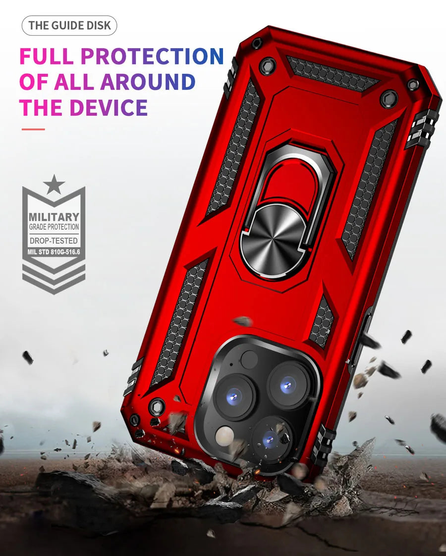 Premium Elite Shockproof Armor Bumper Case with Magnetic Ring Holder - Stylish, Durable, and Ultimate Protection for Your iPhone - Just20InCase