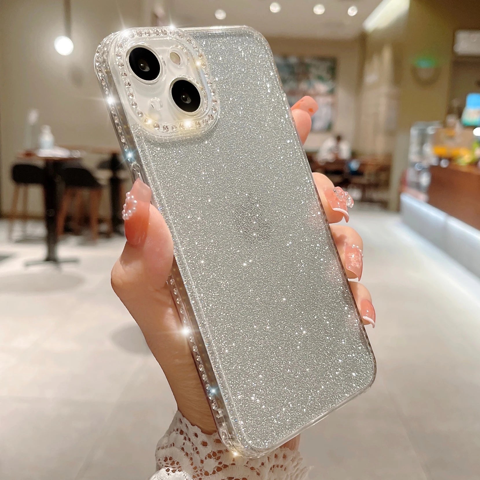 Exquisite Rhinestone-Studded iPhone Case: Glamorous Glitter Protection with Soft TPU Bumper for Ultimate Style and Safety - Just20InCase