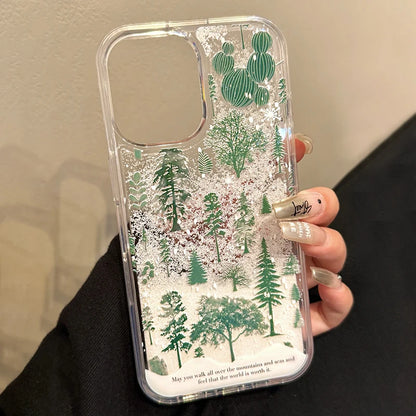 Elegant Quicksand Pine Tree Patterned Phone Case - Premium Shockproof Protection with Stylish Design and Exceptional Quality - Just20InCase