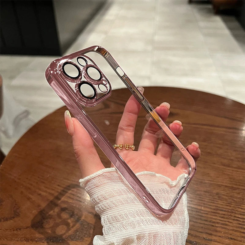 Elegant Shield: Exquisite Clear Luxury Phone Case with Shockproof Protection and Camera Lens Guard - A Premium Accessory for the Discerning User - Just20InCase