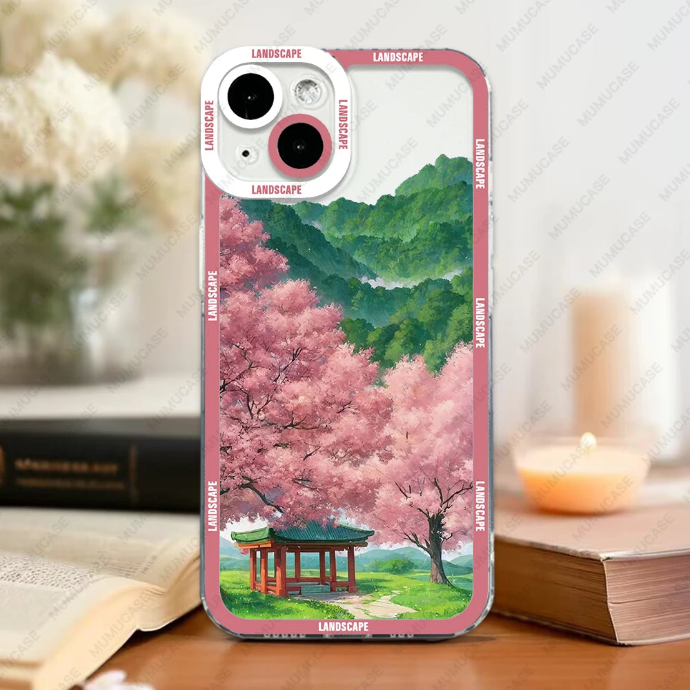 Luxury Soft TPU iPhone Case with Enchanting Japanese Landscape Design - Ultimate Protection & Stylish Elegance - Just20InCase