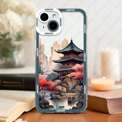 Luxury Soft TPU iPhone Case with Enchanting Japanese Landscape Design - Ultimate Protection & Stylish Elegance - Just20InCase