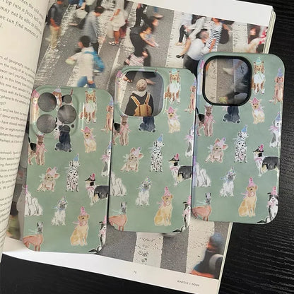 Puppy Love: Mint Green Whimsical iPhone Case Delight